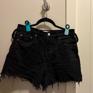 Classic Black Distressed Jean Shorts